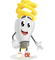 Energy Saving Light Bulb Cartoon Vector Character AKA Bulby Lightson